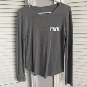 grey pink long sleeve top